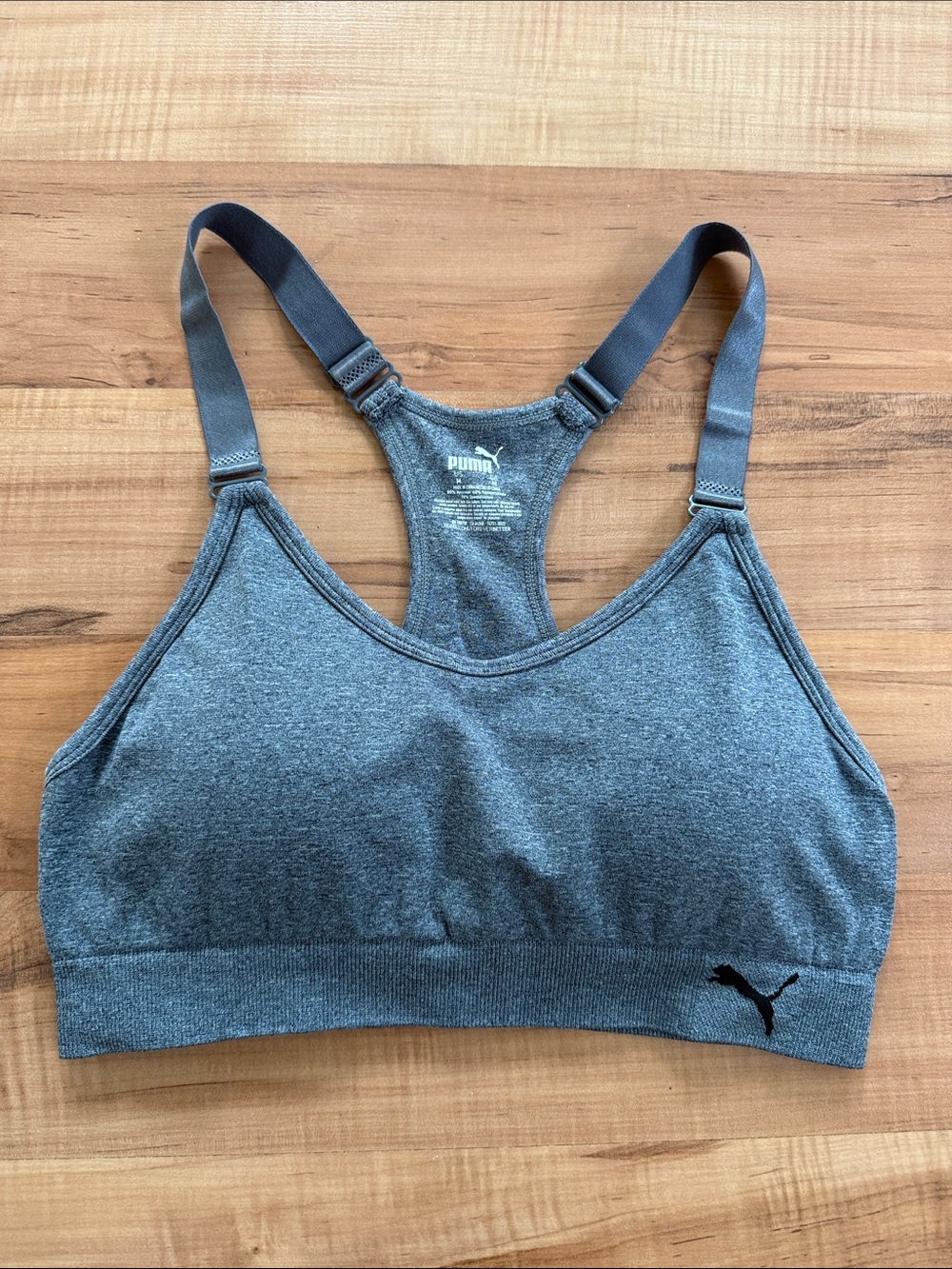 Puma Heather Gray Racerback Comfort Sports Bra ~ Medium (Fits like a Small)
